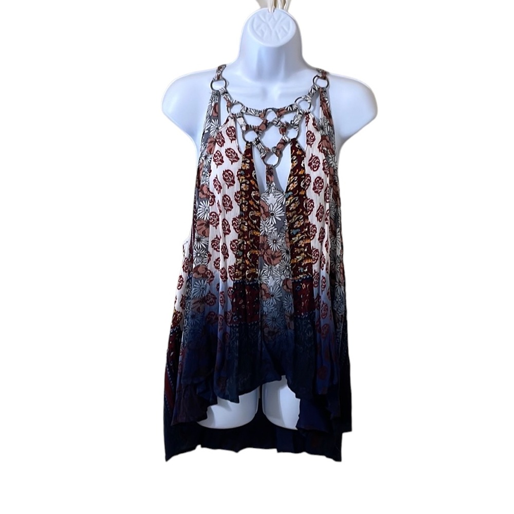Buckle gimmicks bohemian summer shirt with metals & cloth design/pattern. Medium - Picture 7 of 12